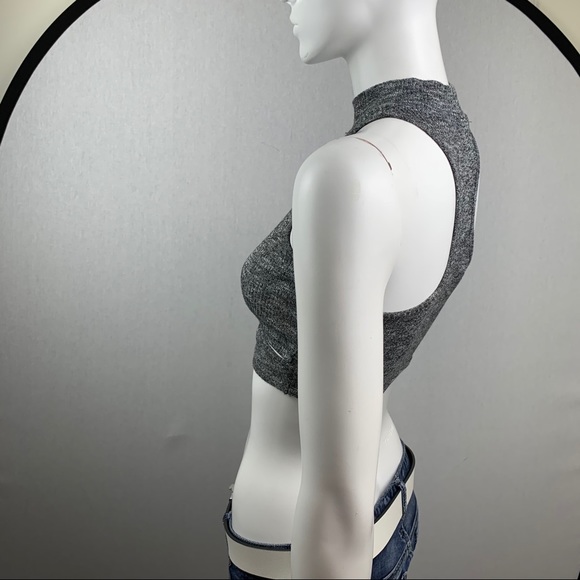 NWT Knit Open Front Crop Busty Racerback Tank Top - Picture 4 of 16